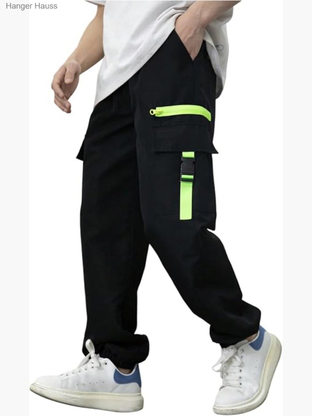 Boys Cargo Joggers Elastic Waist Colorblock Casual Sport Pants